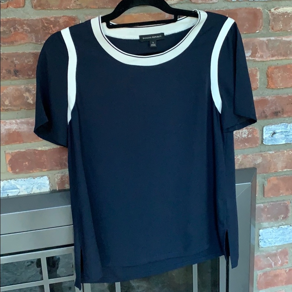 Blouse short sleeve, navy blue